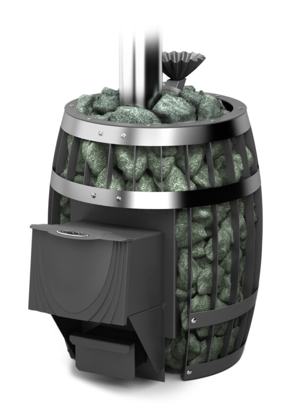 Печь для бани Саяны II мини Carbon с закрытой каменкой до 9 кубов