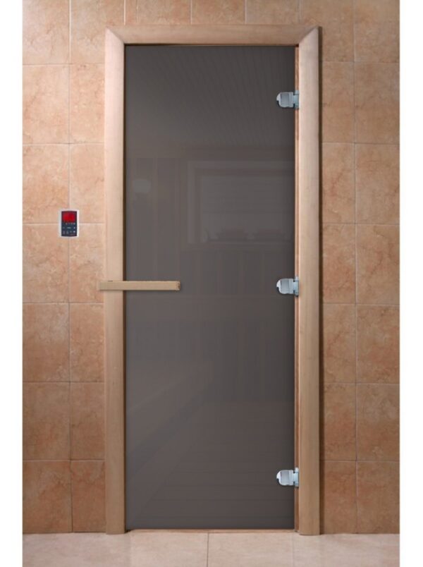 Дверь для сауны DoorWood "Сумерки" 190х70 (графит , коробка хвоя)