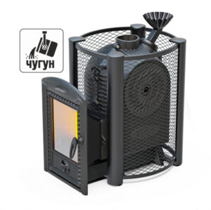 Печь для бани Чёрная Жемчужина с внутренней закрытой каменкой из чугуна до 20 кубов