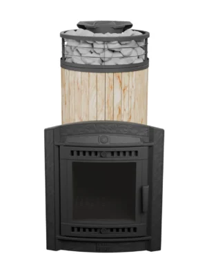 Банная печь «Атмосфера XL» Окаменевшее дерево ЛАМЕЛЬ+СЕТКА до 26 м³