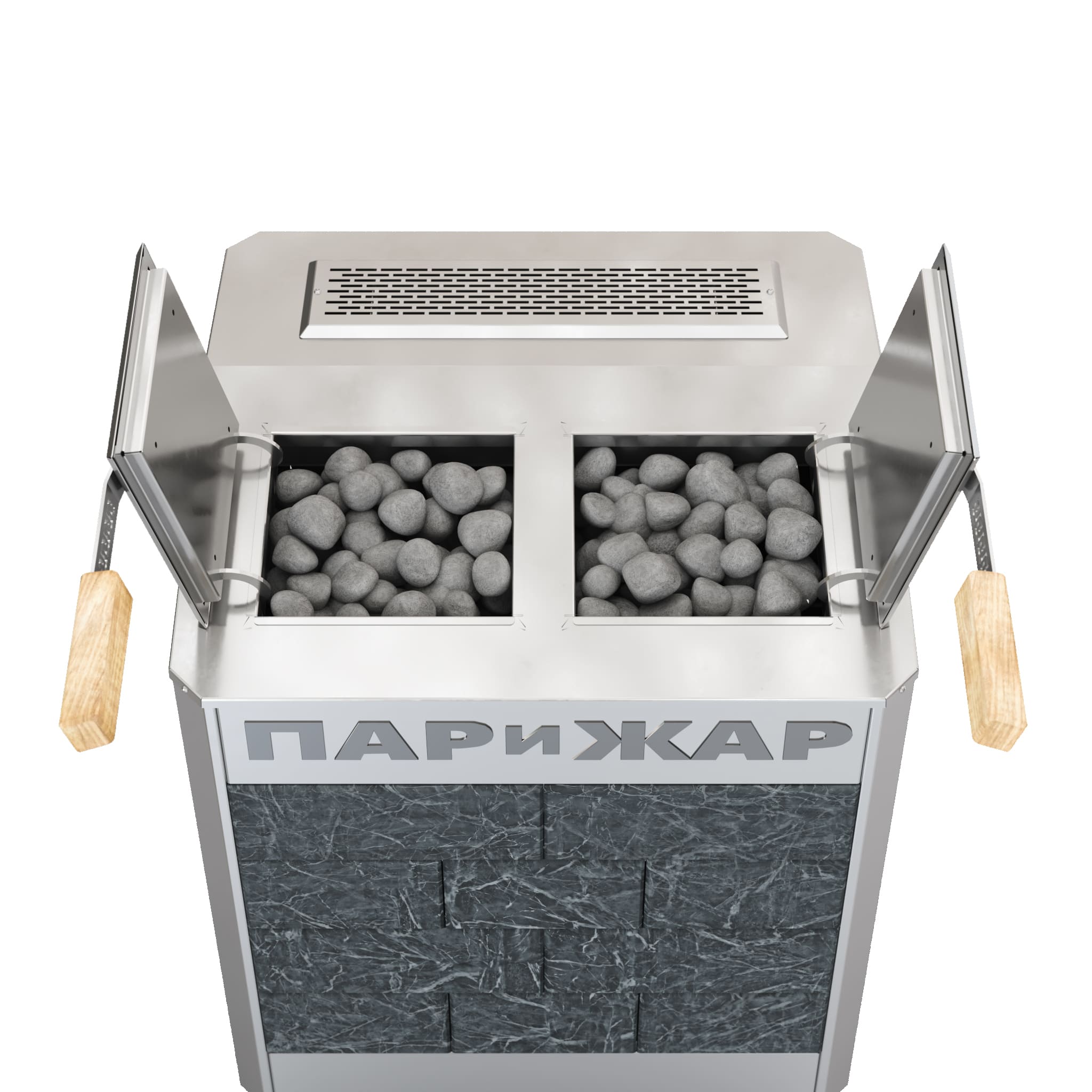 Электрическая паротермальная печь ПАРиЖАР в облицовке из натурального камня Cерпентинит Бархат 380В 18 кВт — изображение 5